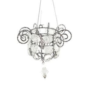 Vintage Katherine Style Jeweled Chandileir Ornaments X6 Silver Crystal Christmas